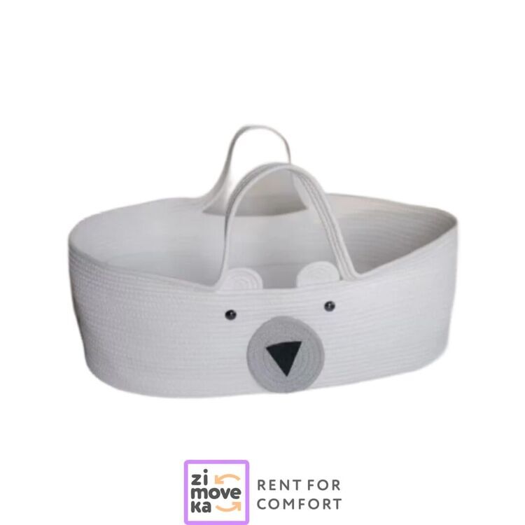 Portable basket for newborns with mattress (White Bear)